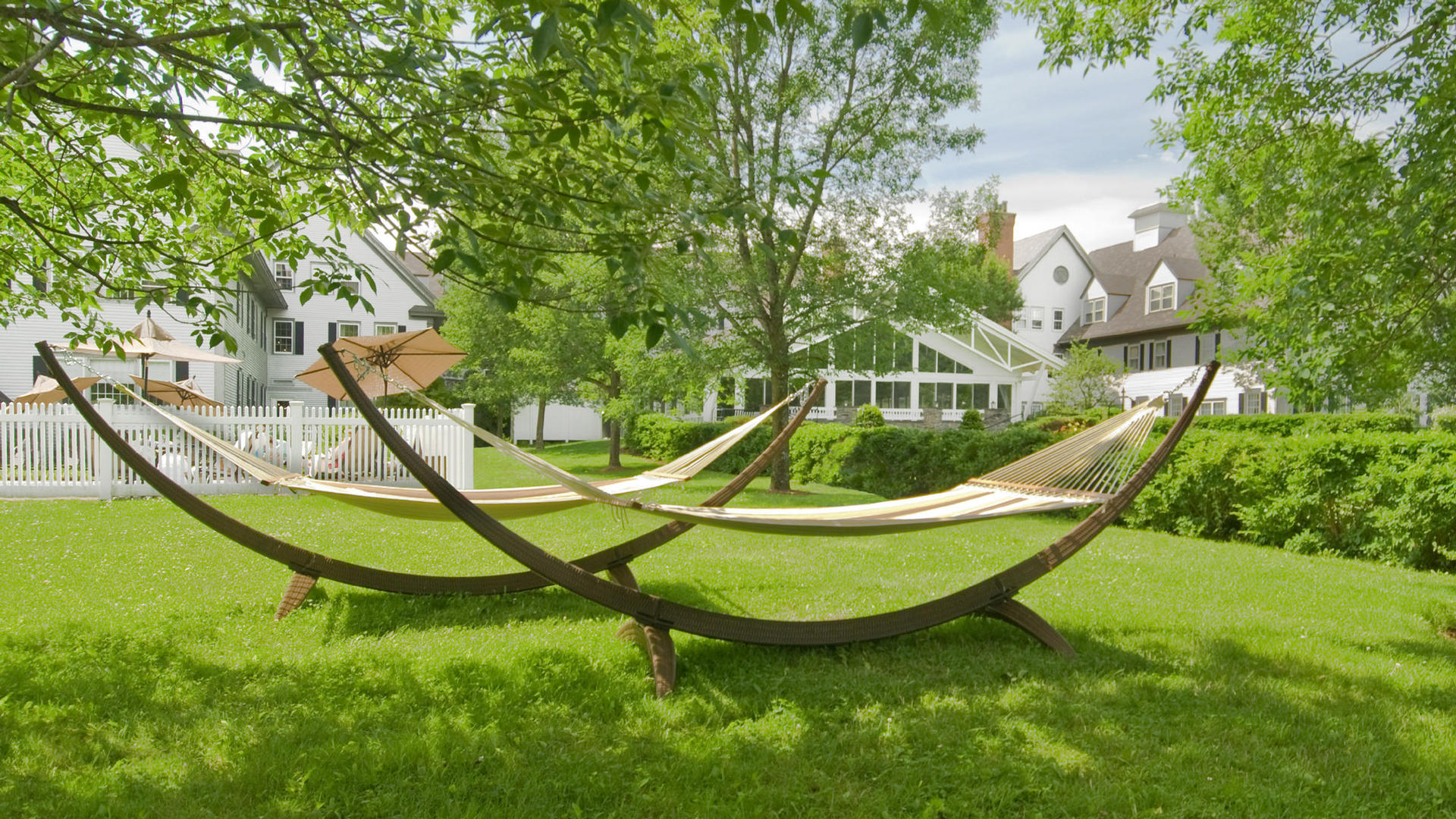 row of hammocks