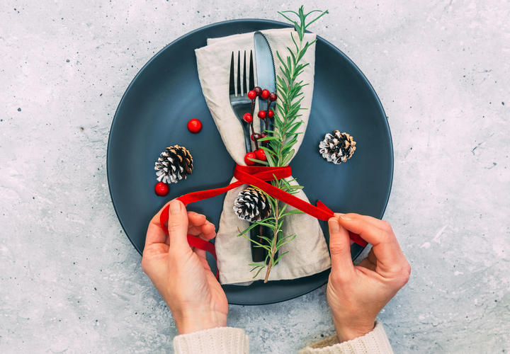 holiday dinner plate with sage