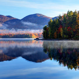 fog over a lake in vermont